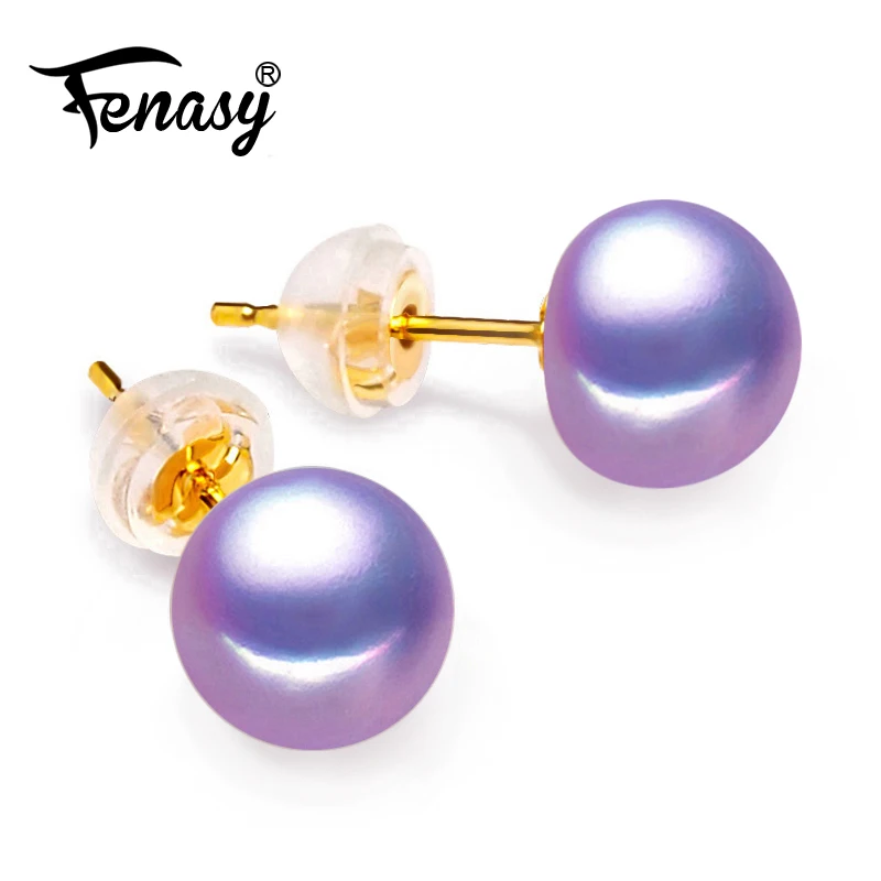 Женские классические серьги-гвоздики FENASY серьги из 18-каратного золота с золотым