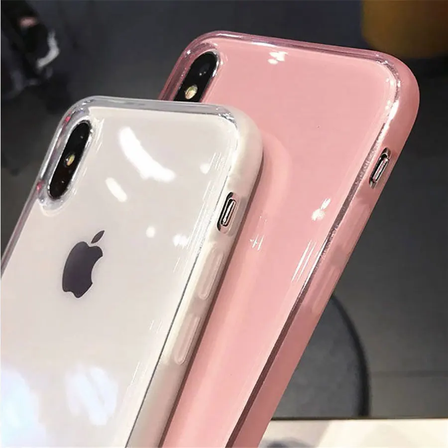 Модный цветной прозрачный нескользящий чехол для телефона iPhone X XS XR Max 8 7 6 6S Plus