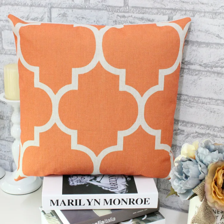 Vintage Linen Pillow Cushion Cover Throw decorative cushion covers 45cm*45cm Quatriefoil Yellow Blue Green Orange Case | Дом и сад