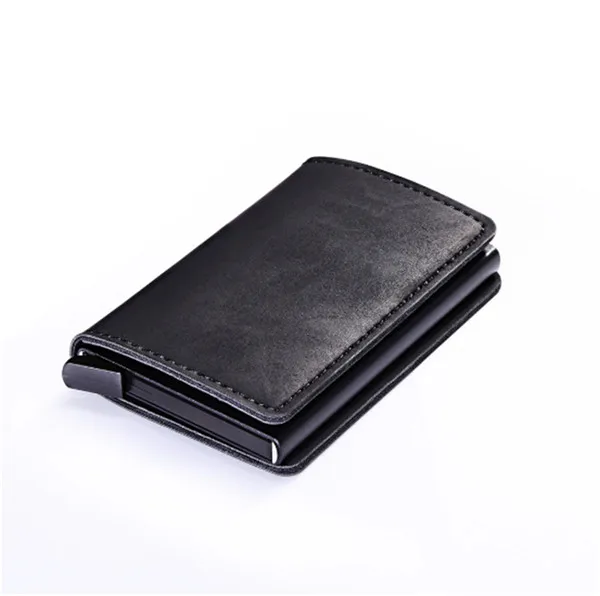 black CZ078 BISI GORO металлический ID кредитный держатель для карт с RFID винтажный Чехол для карт автоматический зажим для денег мини кошелек чехол для визиток - Цвет: black CZ078