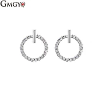 gmgyq 2018 luxury fashion korean simple cz earrings for woman new geometric hollow stud earrings holiday dinner gift