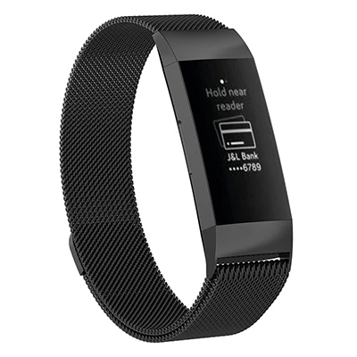 Black Yuedaer магнитный с миланским плетением петля ремешок для Fitbit Charge 2 металлические браслеты из нержавеющей стали для Fitbit Charge 3 браслета - Цвет: Black