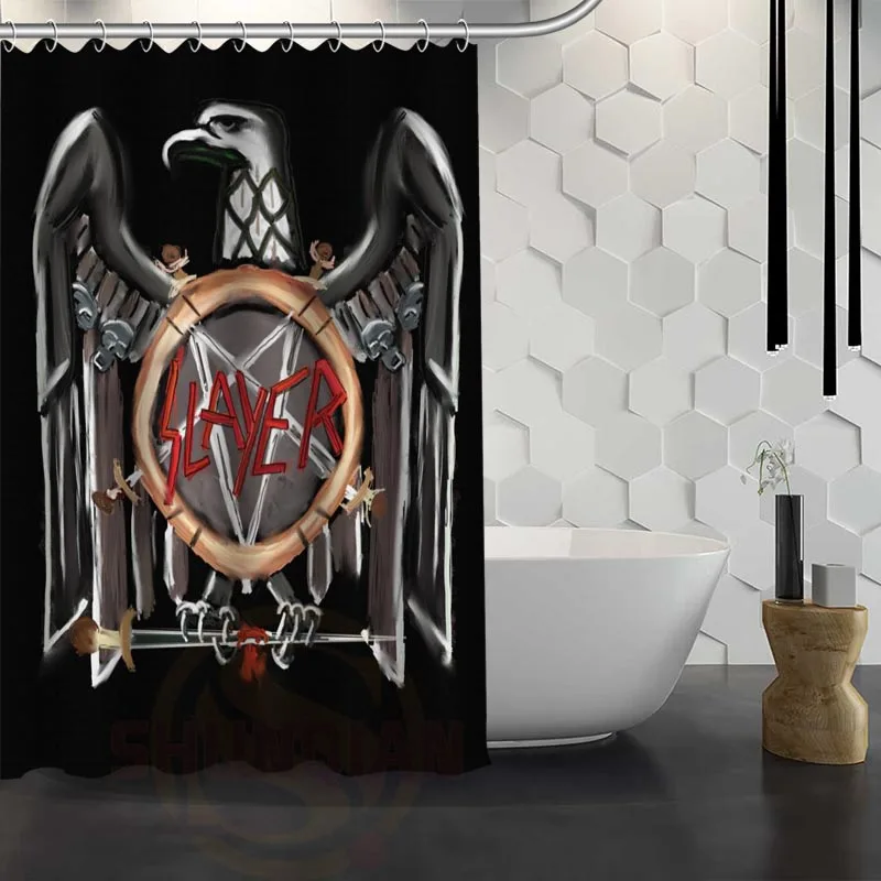 На заказ с логотипом Slayer занавеска для душа из водонепроницаемой ткани занавеска для ванной комнаты WJY1.17