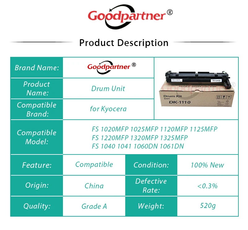 Фотобарабан для Kyocera FS 1020MFP 1025MFP 1120MFP 1125MFP 1220MFP 1320MFP 1325MFP 1040 1041 1060DN 1061DN 1060|Детали