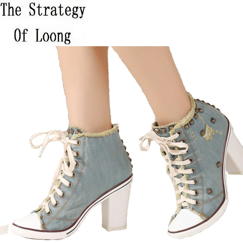 Женские джинсовые туфли на толстом высоком каблуке размеры 34 40|fashion heels|heels fashionthick