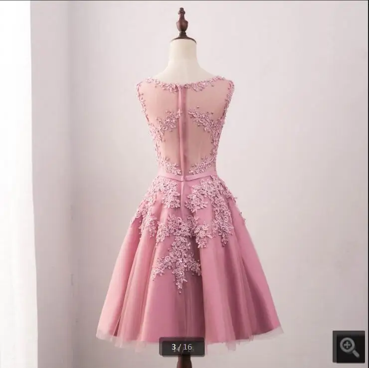 Vestido De Festa розовое кружевное Тюлевое ТРАПЕЦИЕВИДНОЕ короткое платье подружки