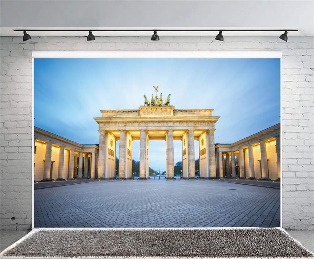Laeacco Palace Square Pillars Sky Photography Backgrounds Thin Vinyl Digital Customized Photographic Backdrops For Photo Studio |