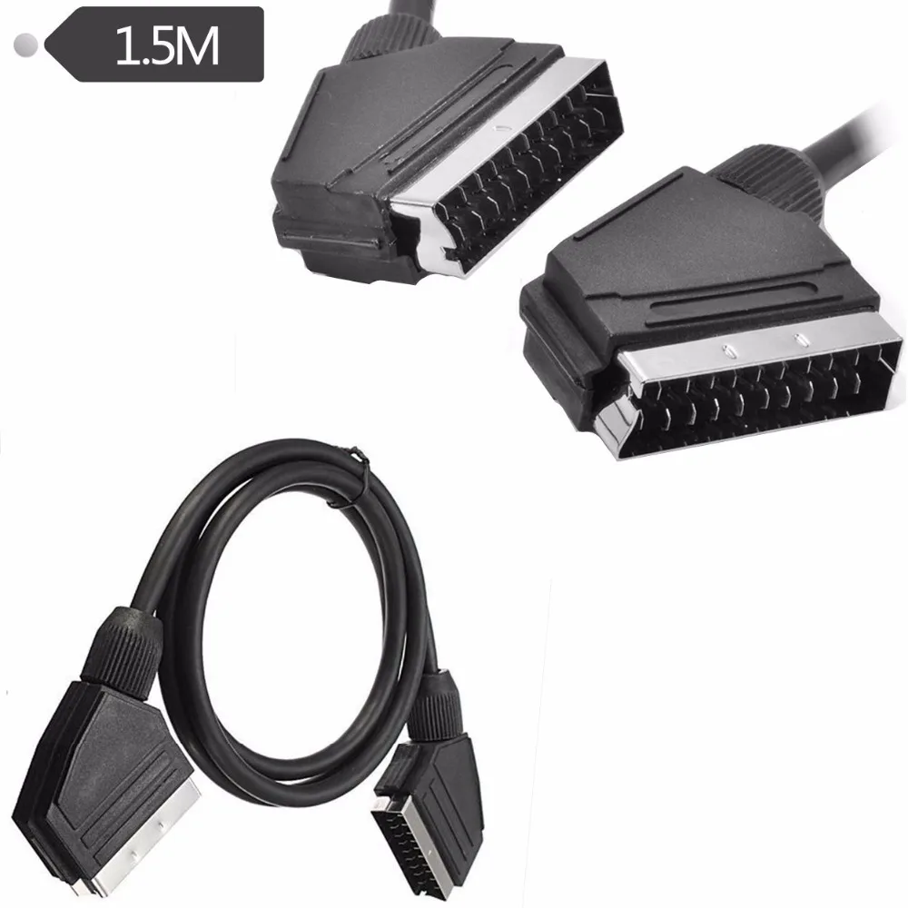 Кабель Scart 21 контактный разъем черный свинцовый золотистый 1 5 м | Компьютеры и