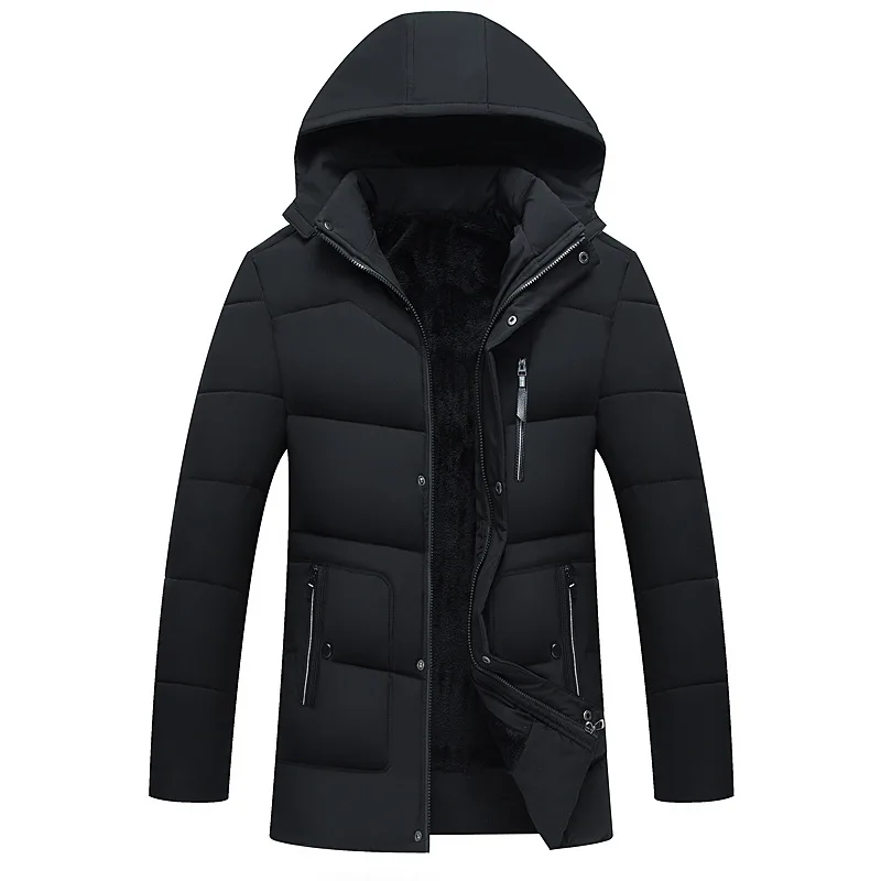 2018 Winter Men's cotton jacket Plus velvet Thick Warm cotton clothing Middle-aged Men's cotton Hooded jacket Men's jacket