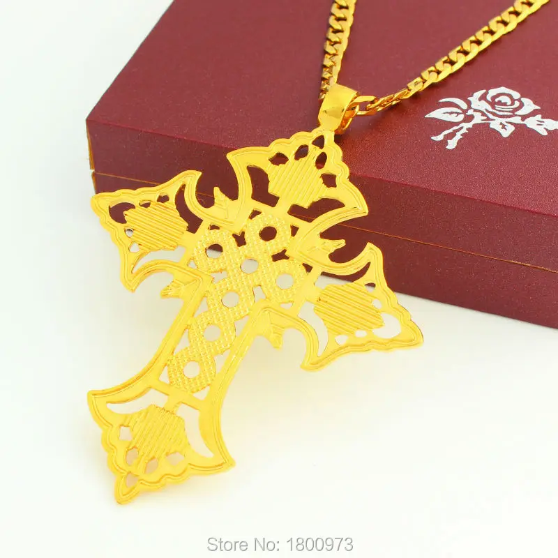 Два дизайн новый модный Эфиопии Иисус крест кулон с покрытыем цвета чистого 24