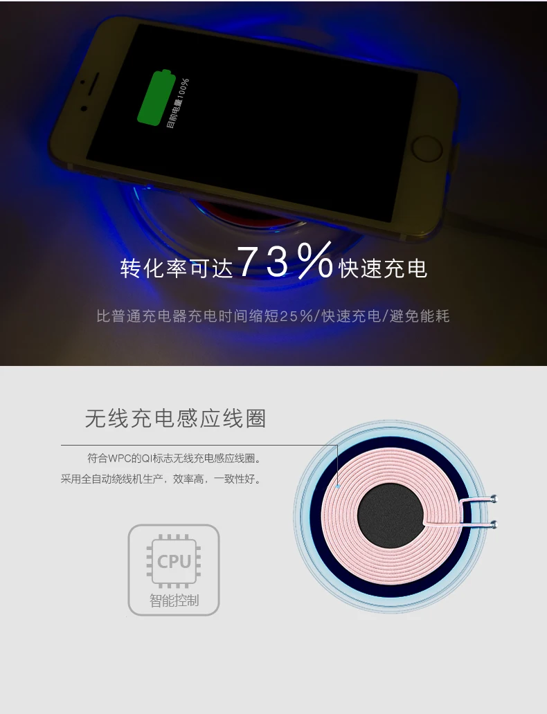 Беспроводное зарядное устройство второго поколения Qi + приемник для Samsung Galaxy S9 S8