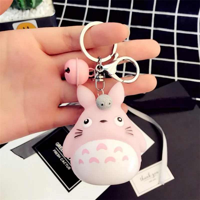 Модные брелоки милые Kawaii котенок брелок с котом кольцо аниме брелок Тоторо креативный брелок Шарм для женщин и девочек Детские брелоки - Цвет: pink