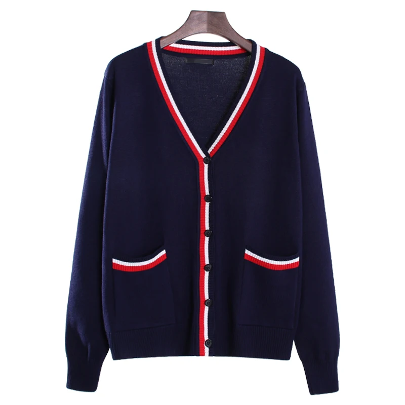 Men and women in the same V collar college style lovers handsome cardigan long sleeve loose sweater |