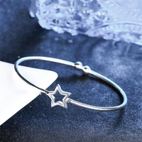 popular personality new fashion silver plated jewelry five pointed star open female wild bracelet sb46