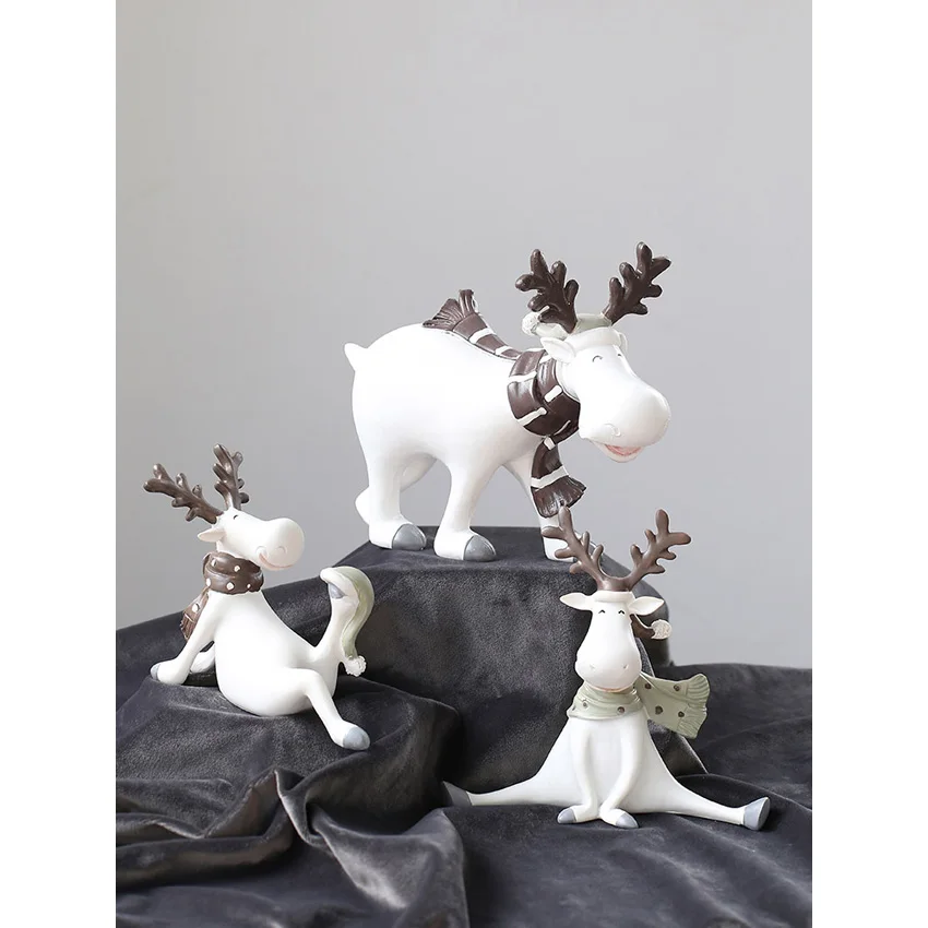 Modern Deer Family Resin Crafts Cute Animal Figurines And Miniatures Fairy Garden Accessories Creative Wedding Gifts Home Decor | Дом и сад