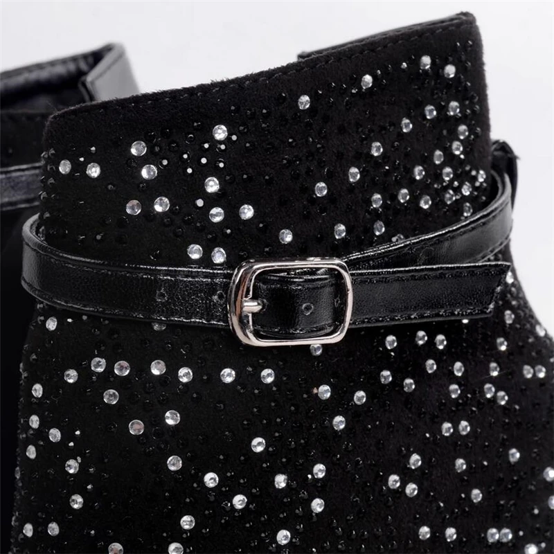 DiJiGirls Summer Fashion High Heel Women Sandals Quality Flock Rhinestone Cool Boots Banquet Shoes Fish Mouth Heels | Обувь