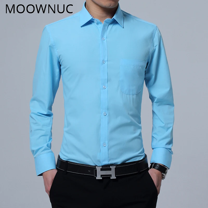 

4XL No ironing 5XL Shirts Fashion Male Spring Smart Casual Men Summer Shirts Long Sleeve Various colors Brand MOOWNUC Men MWC