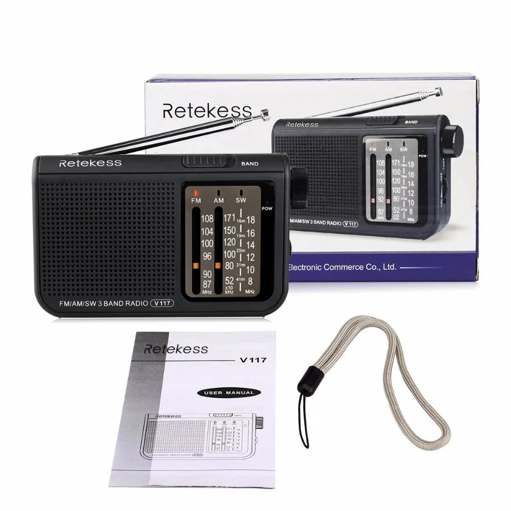 5 шт. RETEKESS V117 Мини карманный аварийное радио FM AM SW 3 диапазона аккумулятор