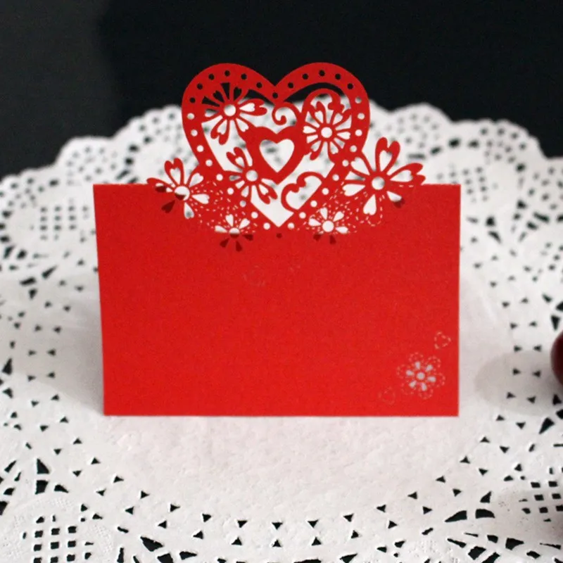 12 шт. настольные карты выбитое сердечко Форма декор для Свадебная вечеринка стол