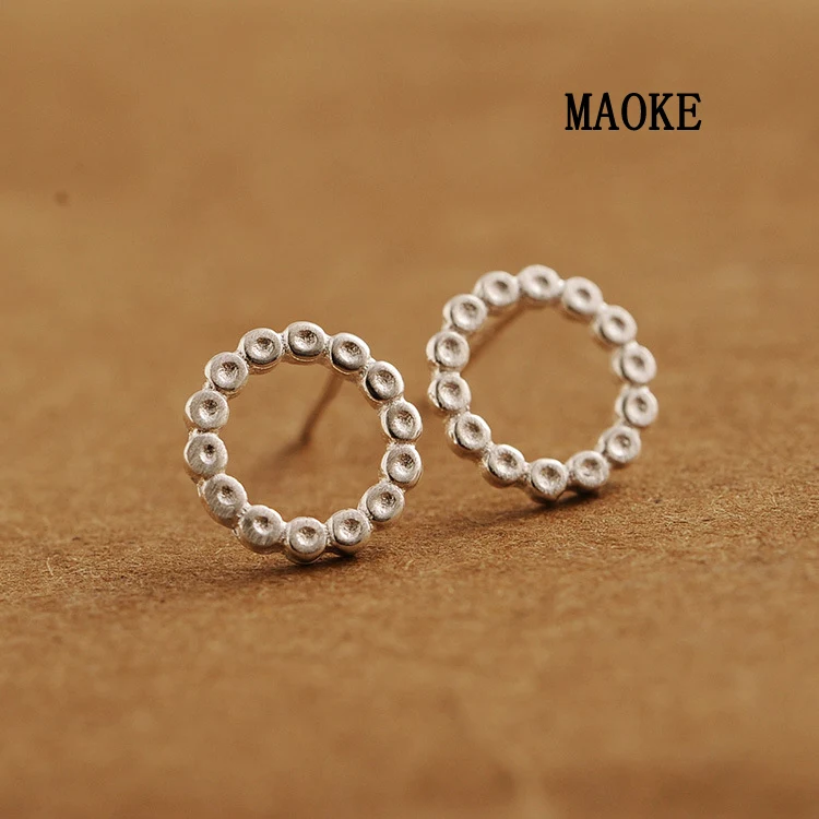 Женские серьги гвоздики из серебра 925 пробы с круглым рисунком|fashion stud earrings|stud