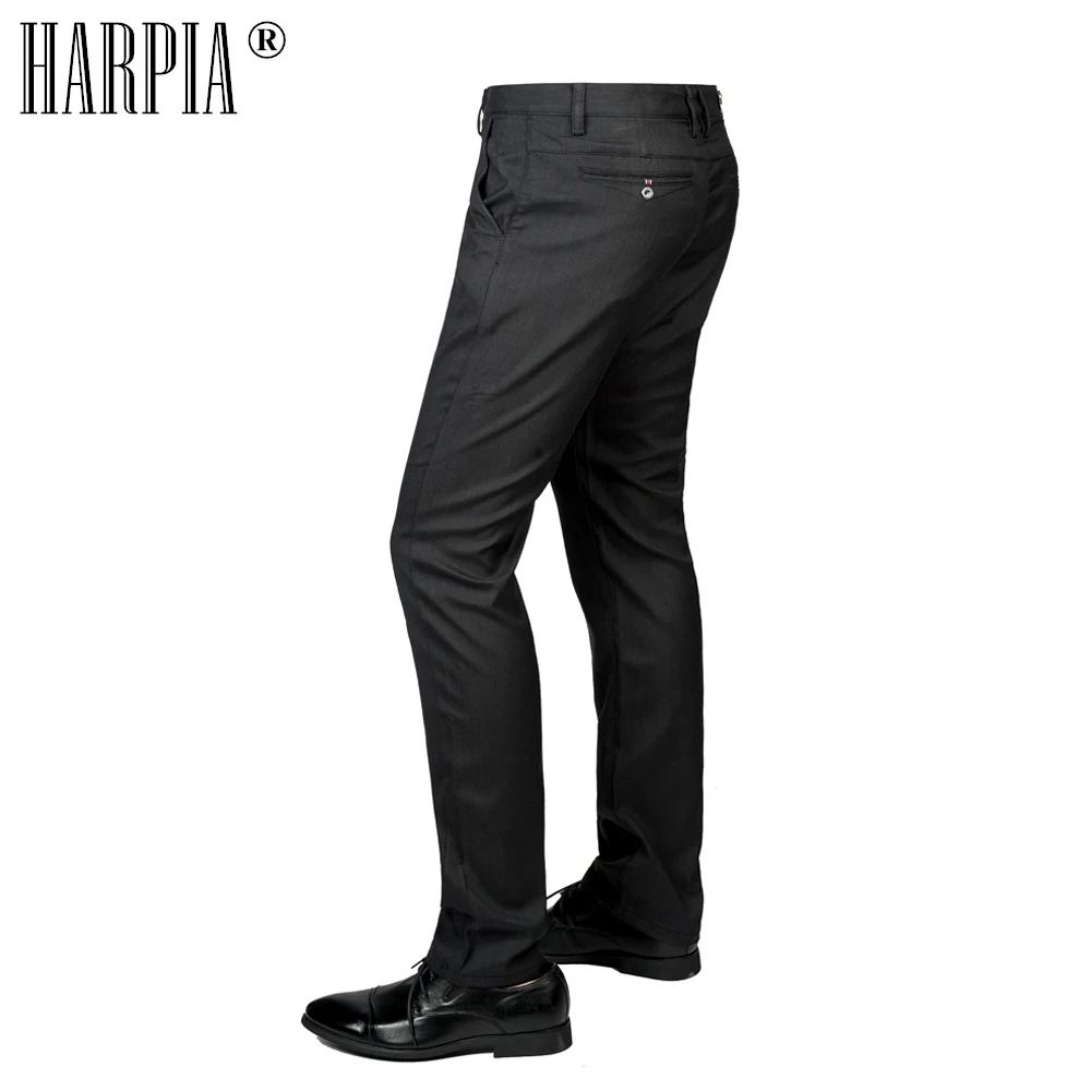 HARPIA Spring Autumn New 's Classic Black Casual Pants Men Slim Straight Stretch Full Length Business trousers Plus Size Male | Мужская