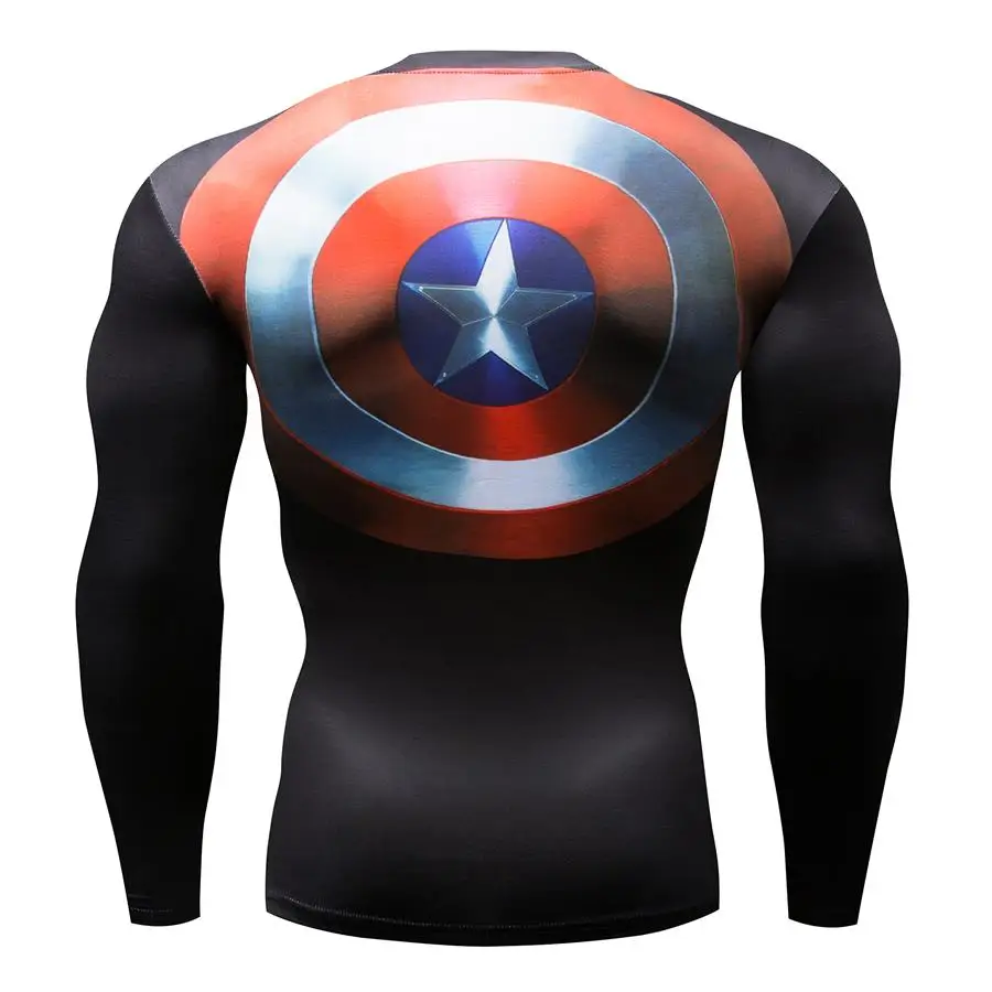 Новинка, Супермен Каратель, Рашгард, футболка для бега, Мужская футболка, длинный рукав, компрессионные рубашки, футболка для спортзала, фитнес, Спортивная рубашка для мужчин