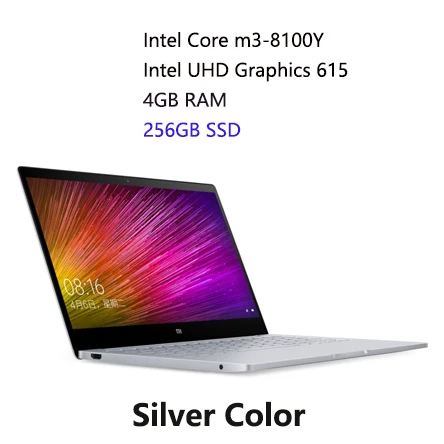 M3 256GB Xiaomi Mi ноутбук Air 12,5 дюймов M3 8100Y двухъядерный 4 Гб ram полностью металлический корпус английская Windows 10 2,4G 5,0G двойной WiFi - Цвет: M3 256GB