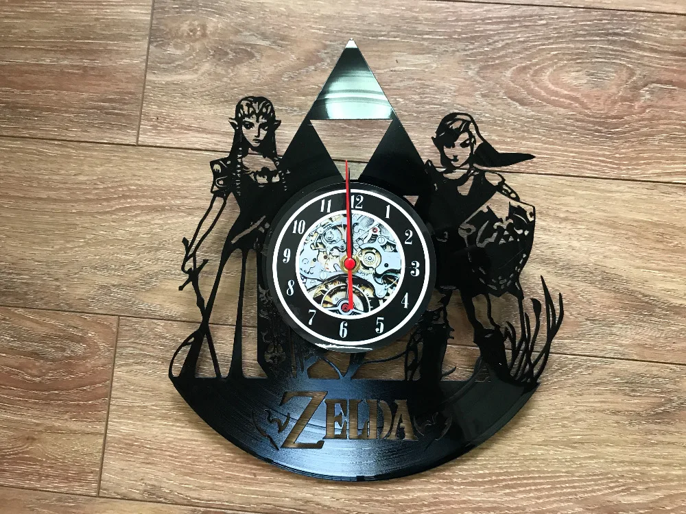 Zelda Книги по искусству виниловые настенные часы подарок номер Современный дом запись Винтаж украшения