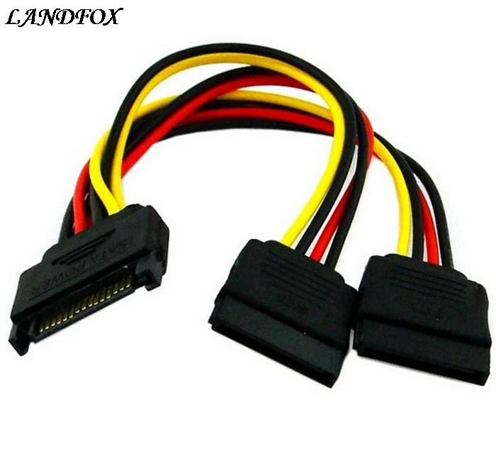 15 pin SATA Штекерный штекер на 2 гнездовых внешний жесткий диск разветвитель
