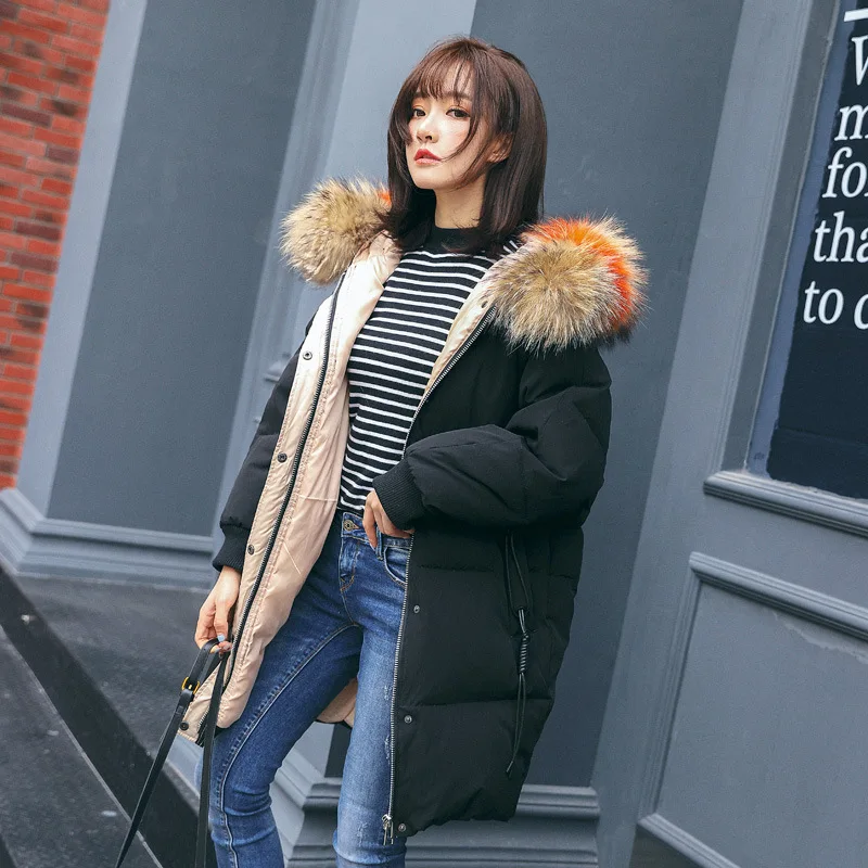 

Simple gorgeous thickening White duck down warm down jacket for women winter long thick thick fur collar Women's winter clothing