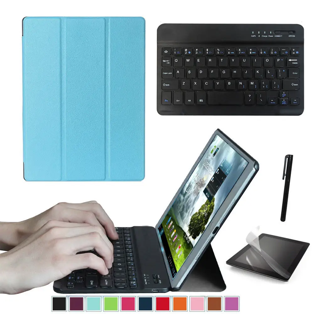 light blue Набор аксессуаров для huawei MediaPad M3 8,4 BTV-W09 BTV-DL09-умный чехол+ Bluetooth клавиатура+ Защитная пленка+ стилус - Цвет: light blue