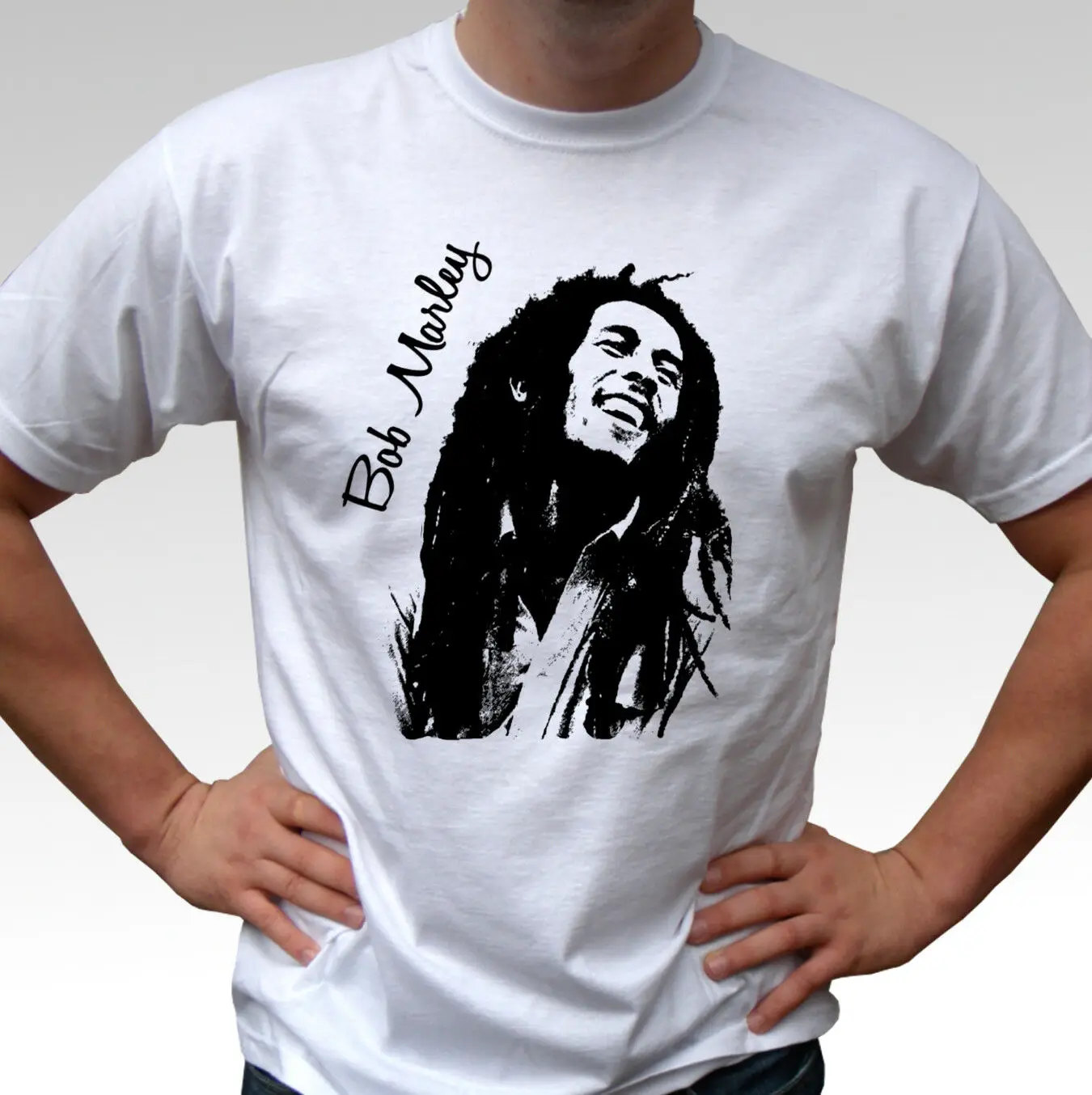 Bob Marley b & w белая футболка rasta reggae топ для мужчин и детей модная 100% хлопковая хит