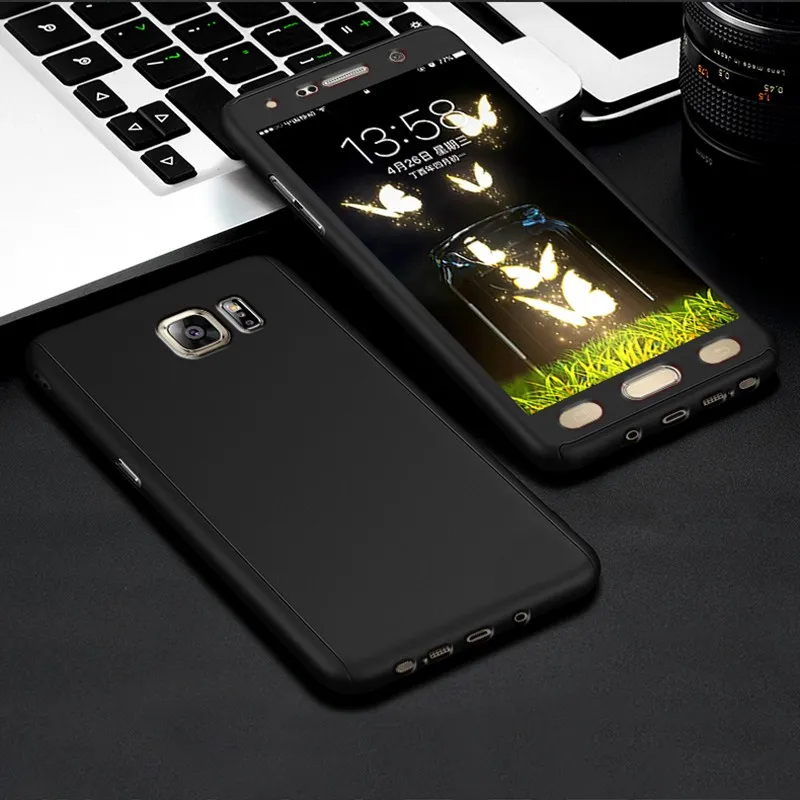 Beira 360 Phone Case For Samsung Galaxy Note 2 N7100 Note3 4 5 Full Body Coverage Back Cover Couqe+Glass Film Fundas |