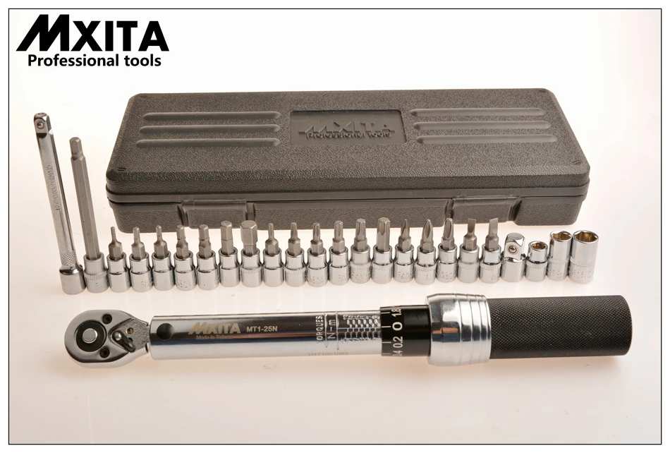 Mxita 25 PCS set 1/4&quotDR 1-25Nm torque wrench Bicycle bike tools kit tool repair spanner SET accuracy: 3% hand | Инструменты