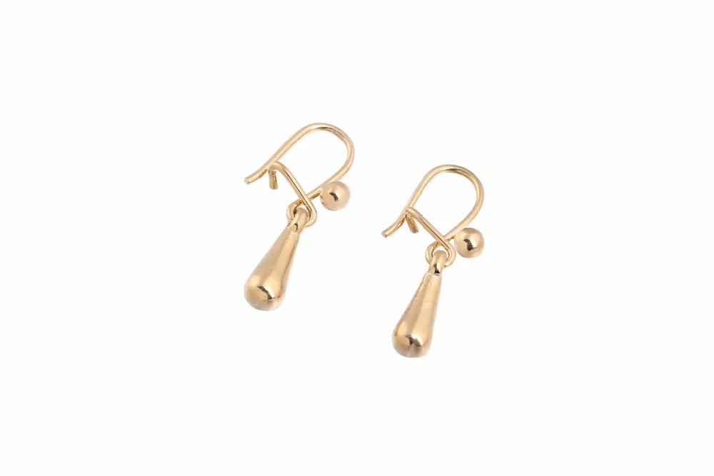 Серьги золотистого цвета CC с горячей гладкой каплевидной подвеской золотого