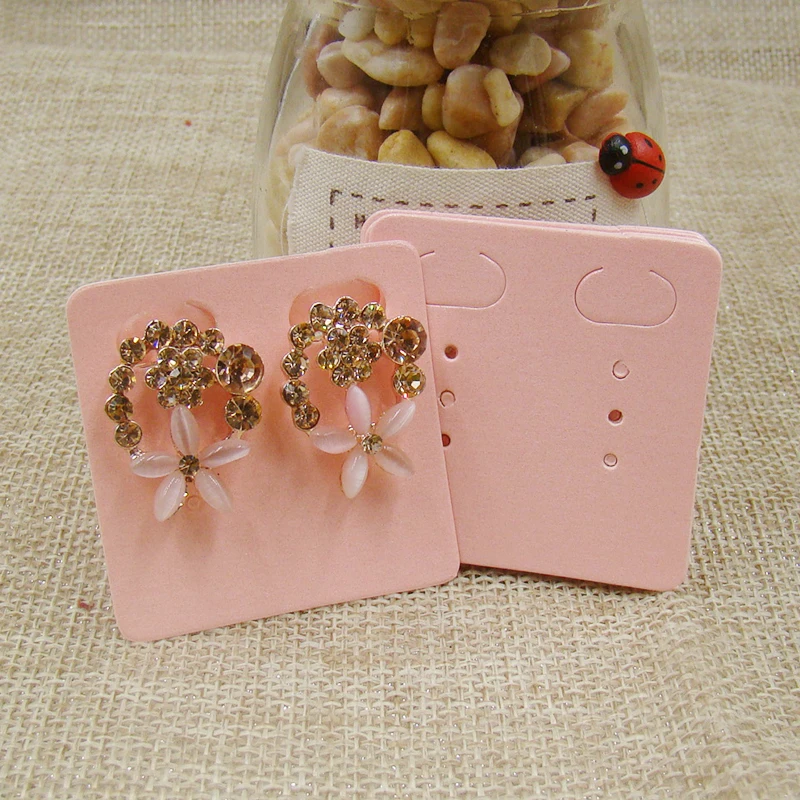 Оптовая продажа розовая бумажная упаковочная карта для серьги тег милый