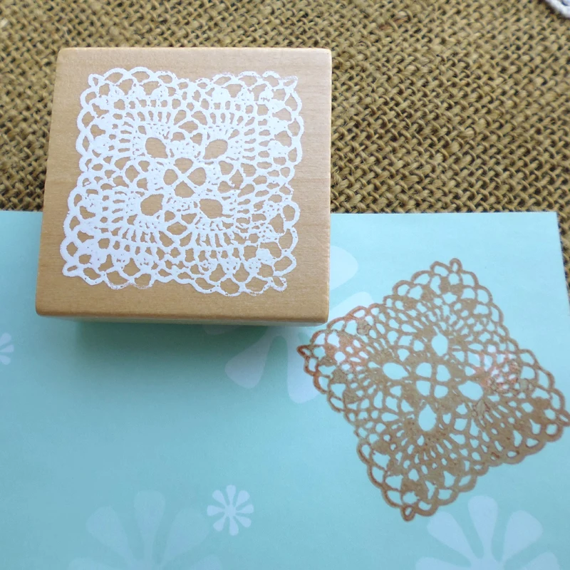 Новинка! (10 шт./лот) Прекрасный деревянный квадратный кружевной штамп Doily