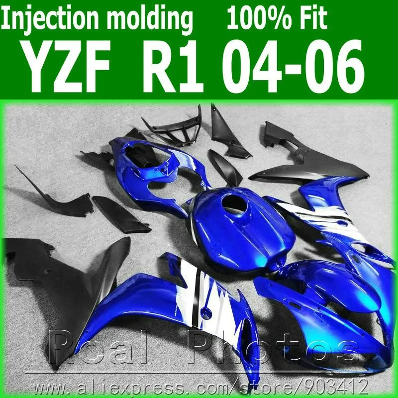 Литье под давлением мотоцикл части для YAMAHA R1 обтекатель комплект 2004 2005 2006 белые