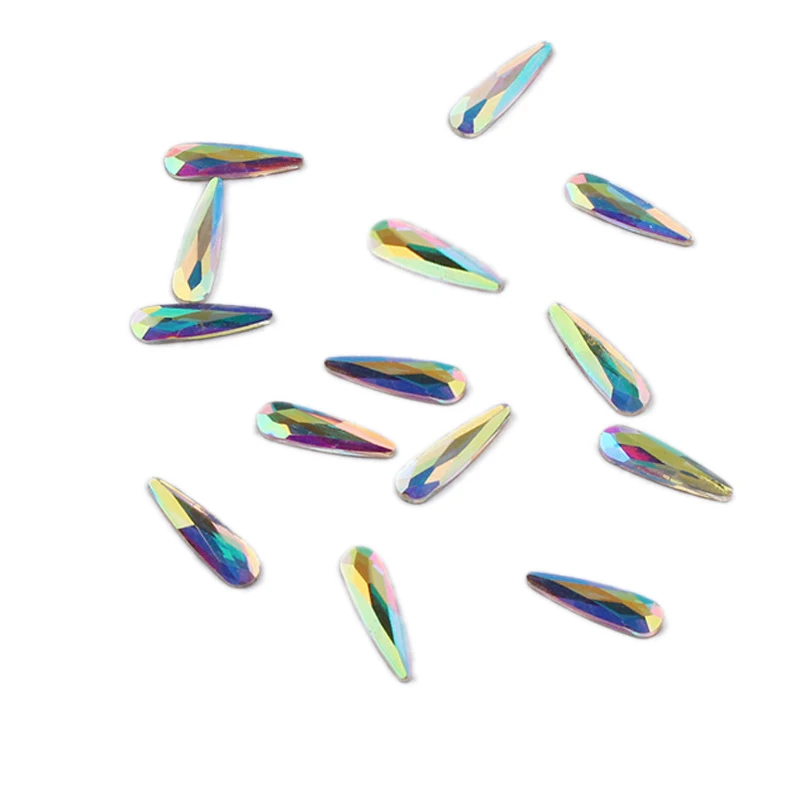 30pcs Golden Back AB Color Flatbacks No-Hotfix Rhinestones CRYSTAL Nail Art Crystal Flat Back Rhinestones For Nails