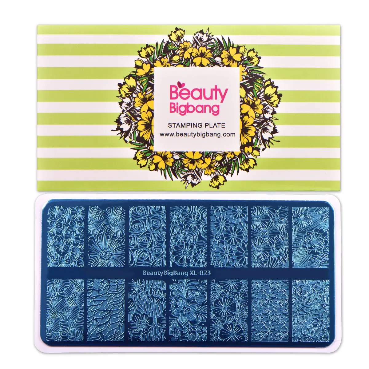 BeautyBigBang дизайн ногтей штамповка цветочный узор прямоугольные шаблонные штампы для ногтей пластины трафарет для ногтей искусство BBB XL-023