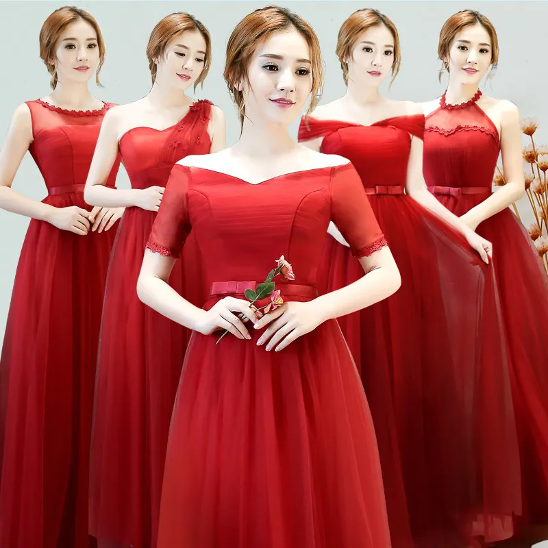 Цвет красного вина платье подружки невесты платья с вырезом лодочкой элегантные