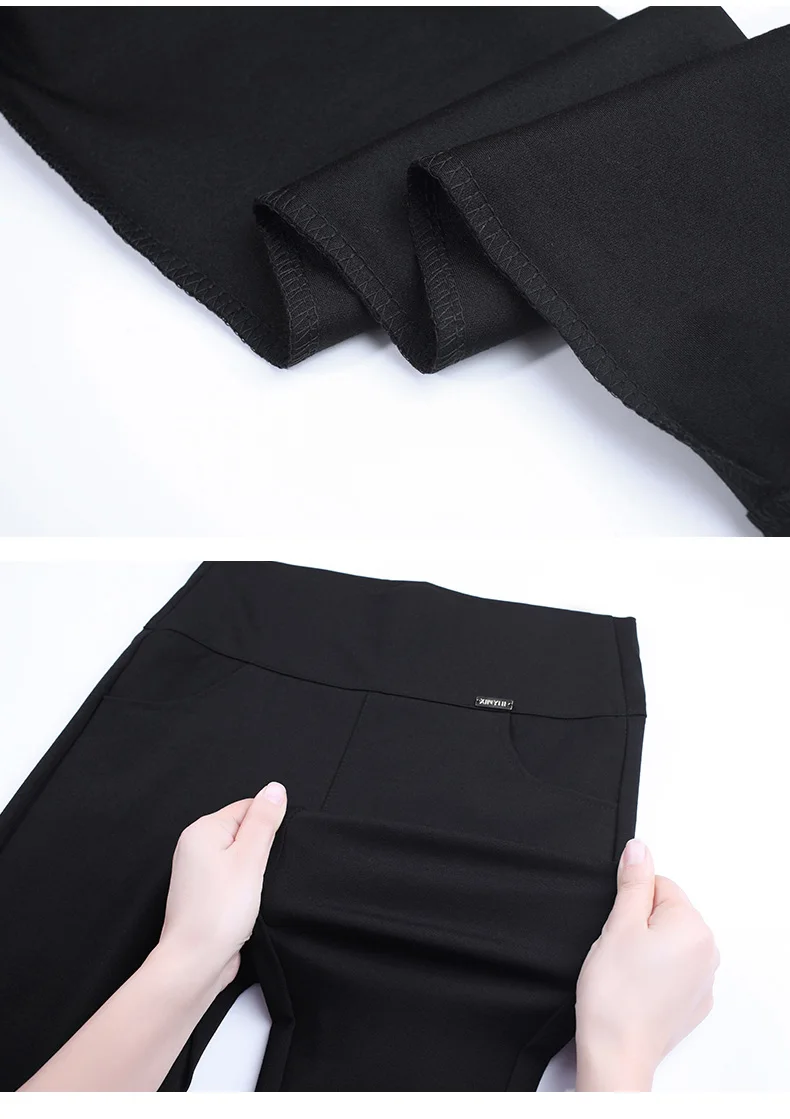

Spring and autumn thin elastic women's legging trousers black pencil pants high waist plus size female trousers