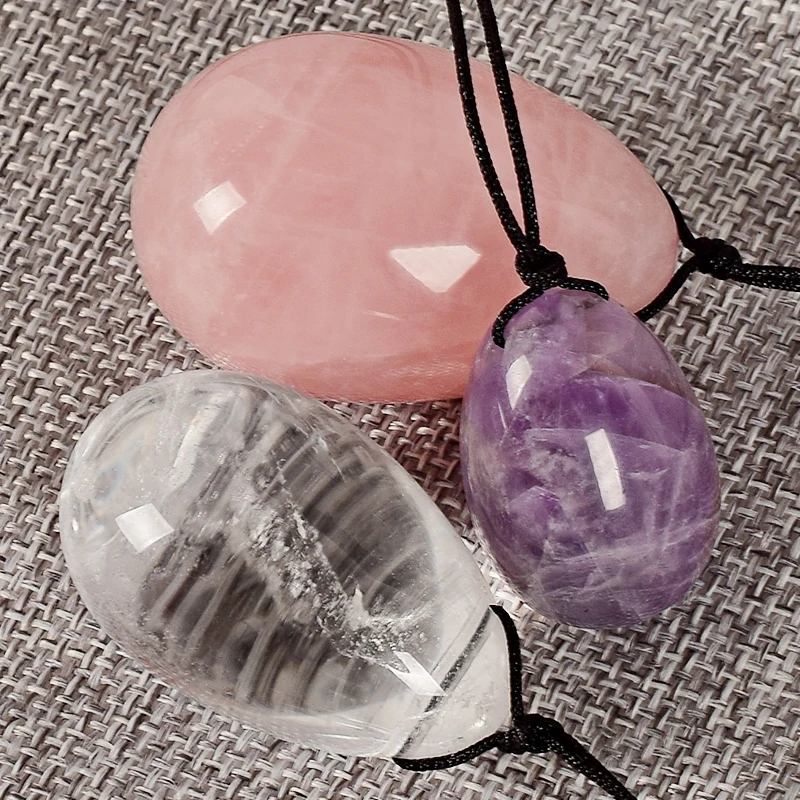 Набор яиц для массажа 3 размера микс цветов с натуральным кристаллом