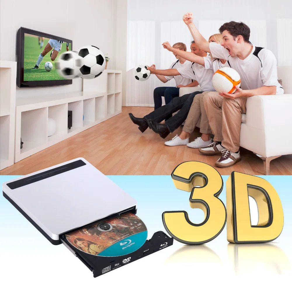 5-in-1 Blu-Ray Drive External Bluray drive Player Burner for Laptop/MacBook/Windows /PC Supports SD TF Card/USB3.0 Transfer