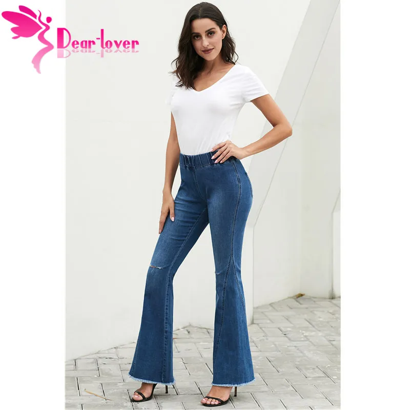 Dear Lover 2019 эластичный Высокая талия женские джинсы клёш клеш джинсовые