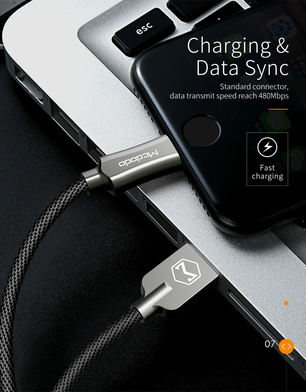 MCDODO USB кабель для iPhone XS Max XR X 8 7 6s кабель передачи данных 2.4A провод для быстрого заряда шнур для lightning Кабель зарядного устройства для мобильного телефона