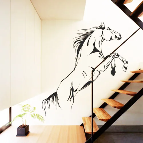 Наклейки на стену с черной лошадью для гостиной декоративное украшение дома