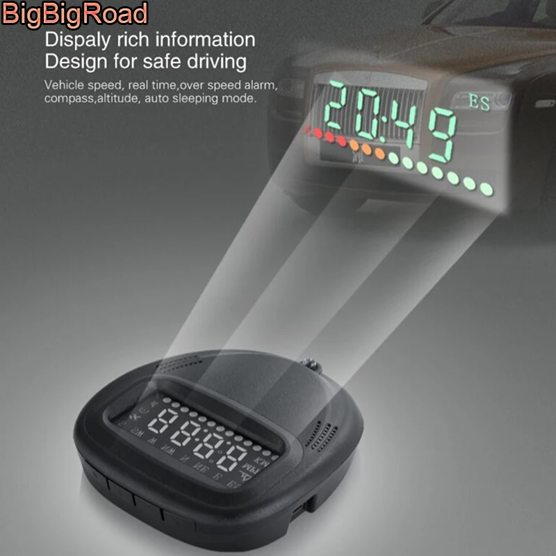 Автомобильный цифровой GPS Спидометр BigBigRoad дисплей на лобовое стекло