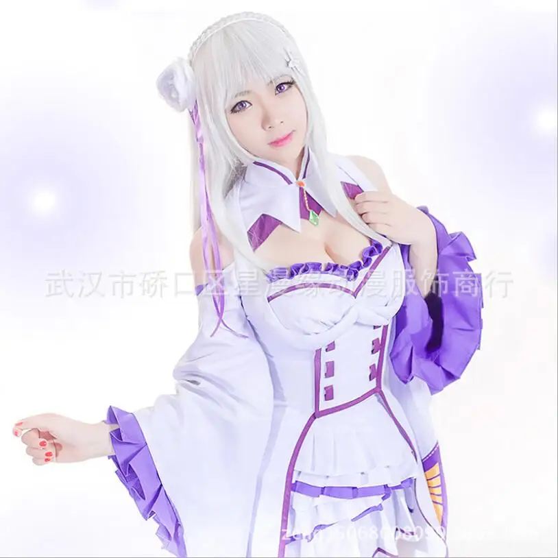 

Anime Re:Life in a different world from zero Cosplay Emilia Cos Sweet Dress Costume For Women