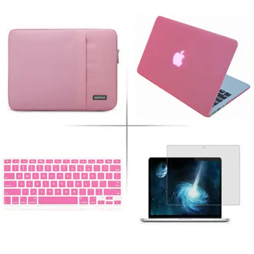 Pink 4 в 1 матовый жесткий чехол+ клавиатура чехол+ сумка для ноутбука lcd пленка для нового Apple Macbook Pro Air retina Touch Bar 11 12 13 15 - Цвет: Pink